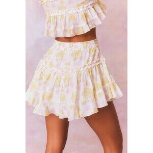 LoveShackFancy Bardon Skirt Womens Size Large Sherbert Sunrise Floral Mini Skirt